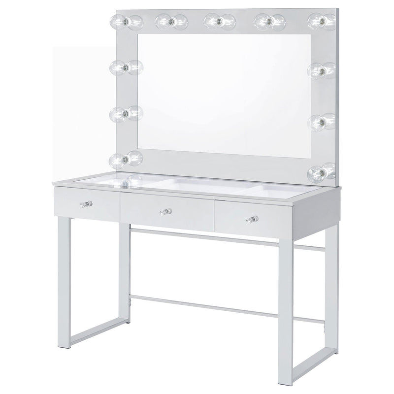 Umbridge 3-drawer Vanity Set with Lighting Chrome and White - detail 4