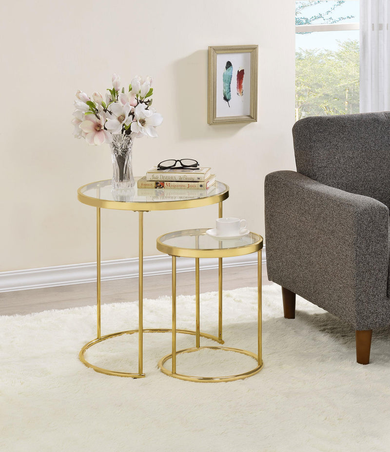 Maylin 2-piece Round Glass Top Nesting Table Set