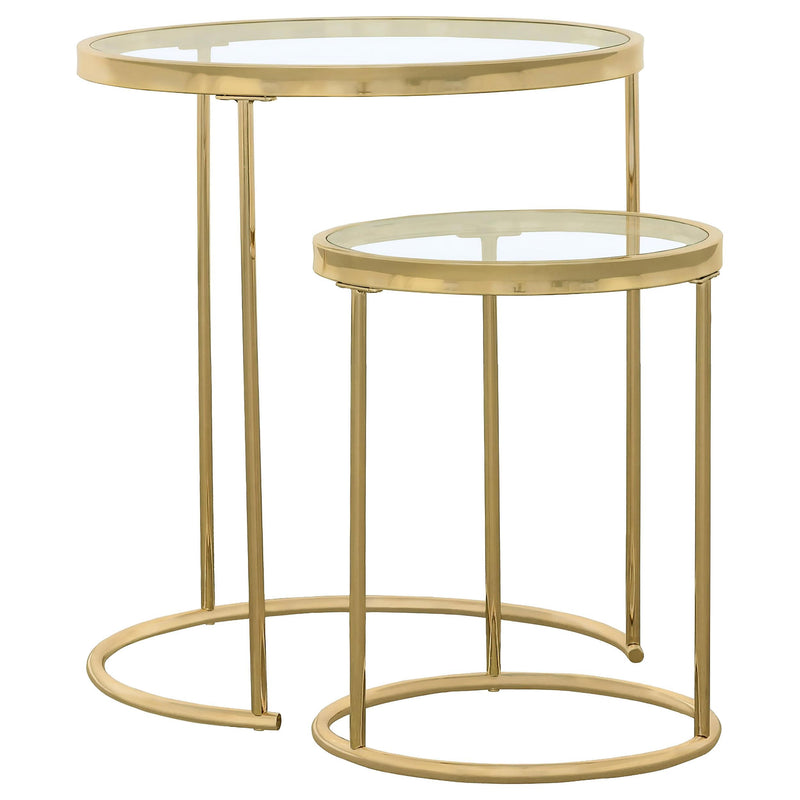 Maylin 2-piece Round Glass Top Nesting Table Set