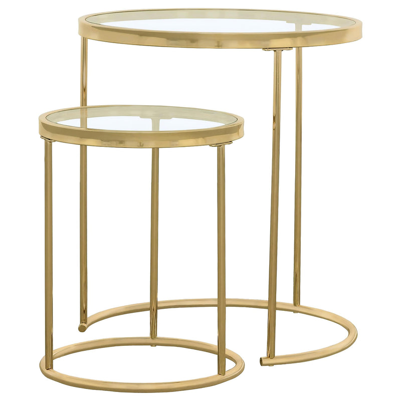 Maylin 2-piece Round Glass Top Nesting Table Set