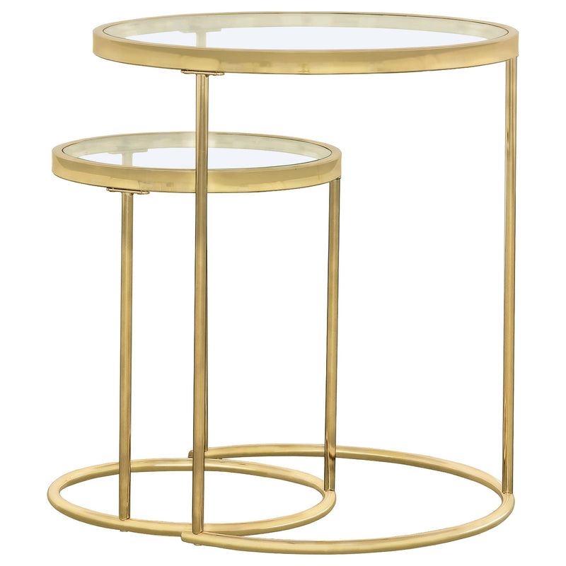 Maylin 2-piece Round Glass Top Nesting Table Set