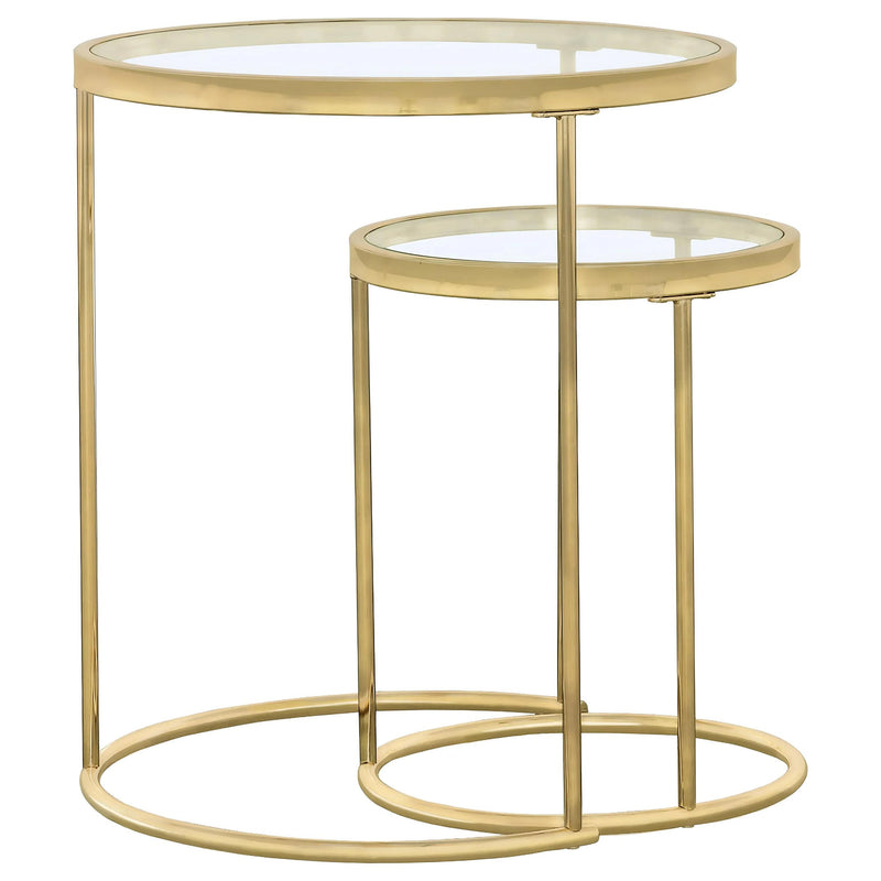 Maylin 2-piece Round Glass Top Nesting Table Set