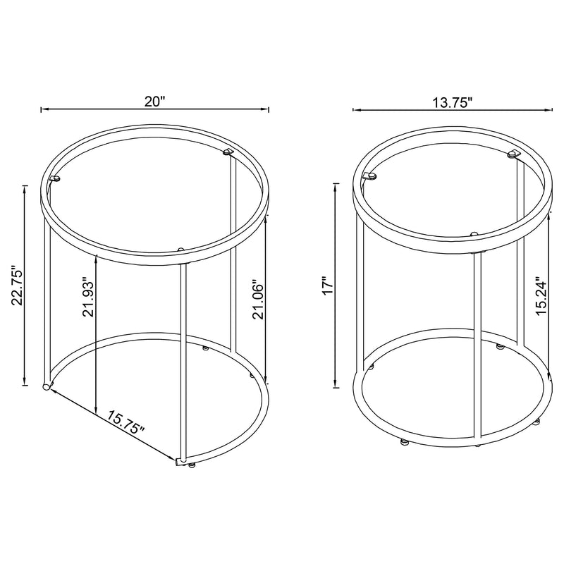 Maylin 2-piece Round Glass Top Nesting Table Set