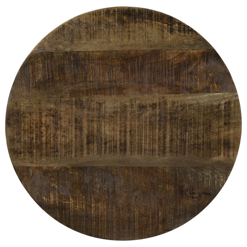 Aurora Round Drum Base Accent Side Table Natural and Black - detail 6