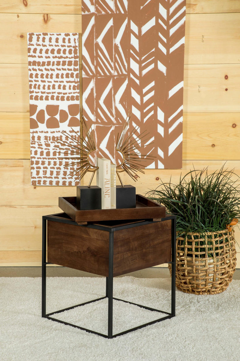Ondrej Square Accent Side Table Removable Tray