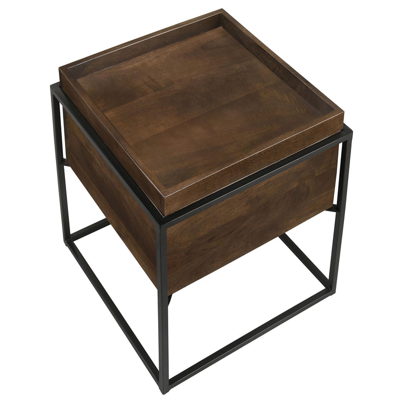 Ondrej Square Accent Side Table Removable Tray