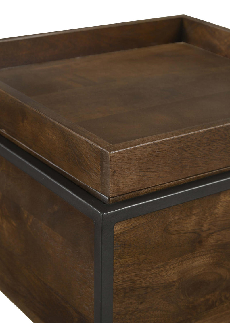 Ondrej Square Accent Side Table Removable Tray