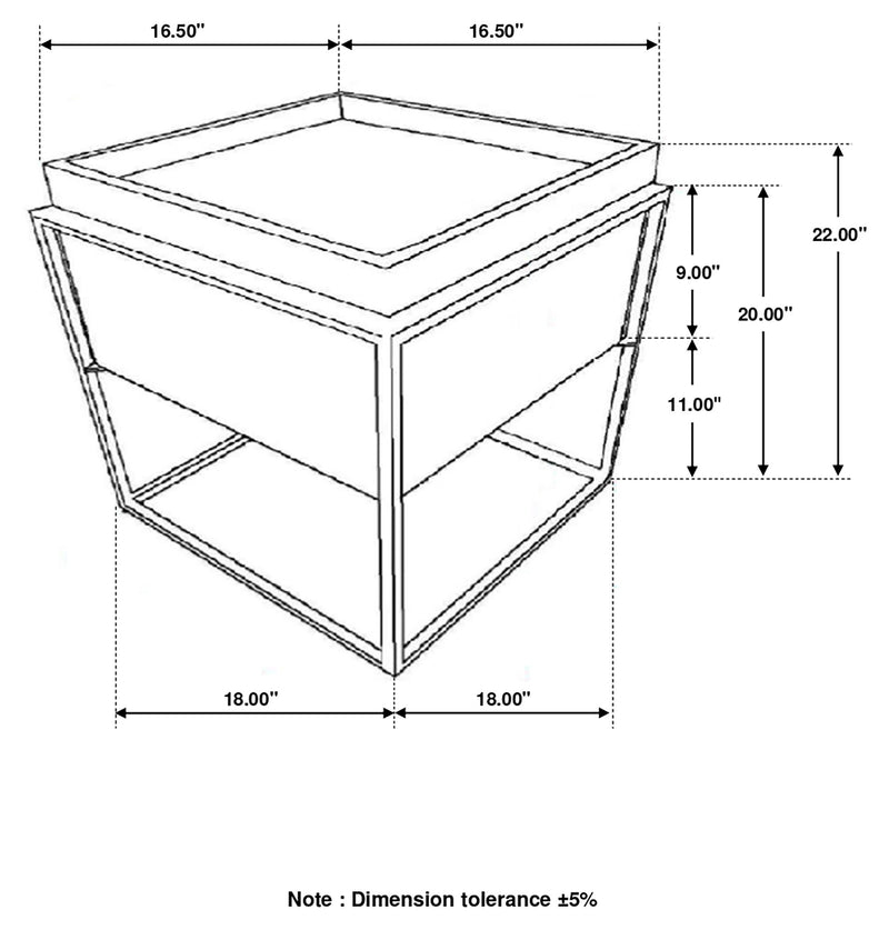 Ondrej Square Accent Side Table Removable Tray