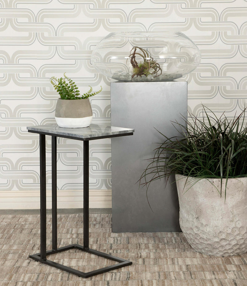 Vicente Marble Top C-Shaped Sofa Side Table