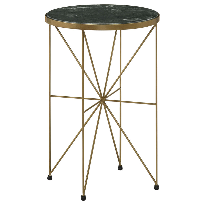 Eliska Round Green Marble Top Accent Side Table Antique