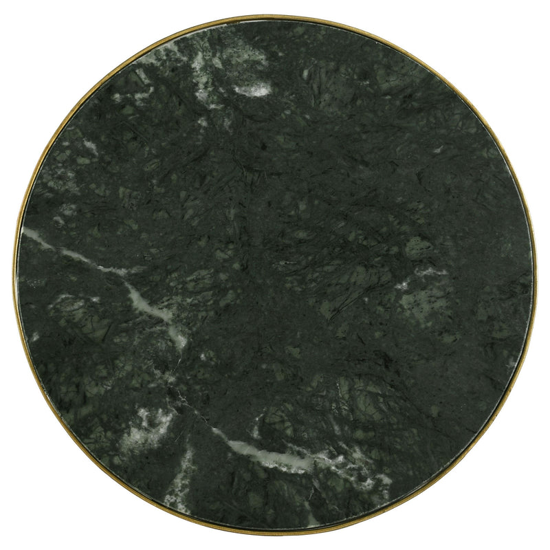 Eliska Round Green Marble Top Accent Side Table Antique