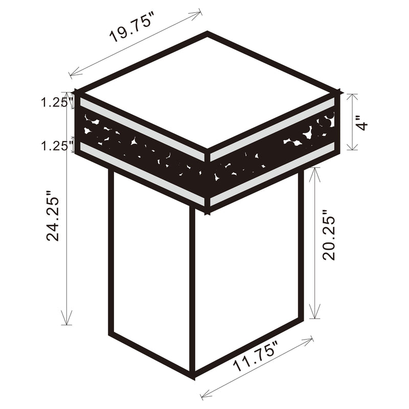 Elora Square Mirrored Accent Side Table