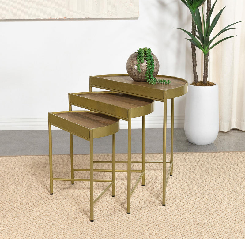 Tristen 3-Piece Demilune Nesting Table Brown and