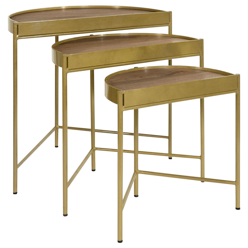Tristen 3-Piece Demilune Nesting Table Brown and