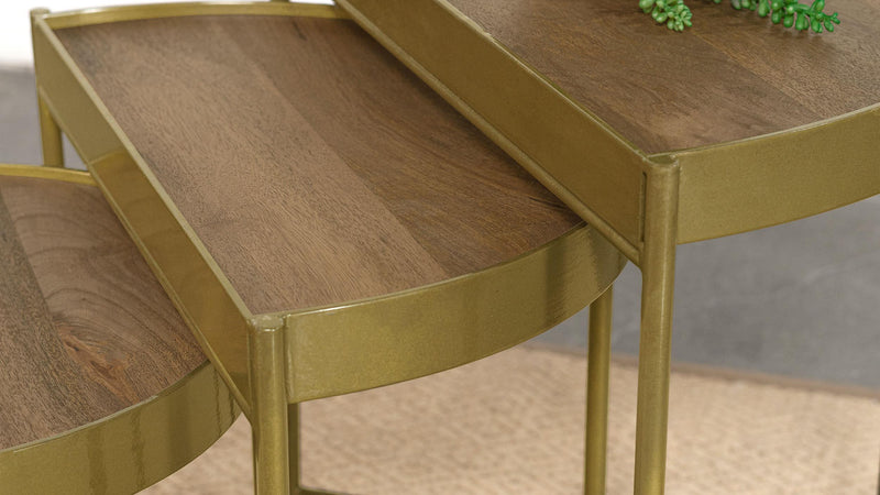 Tristen 3-Piece Demilune Nesting Table Brown and