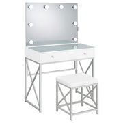 Eliza Vanity Set with Lighting & Stool White and Chrome - alternate view