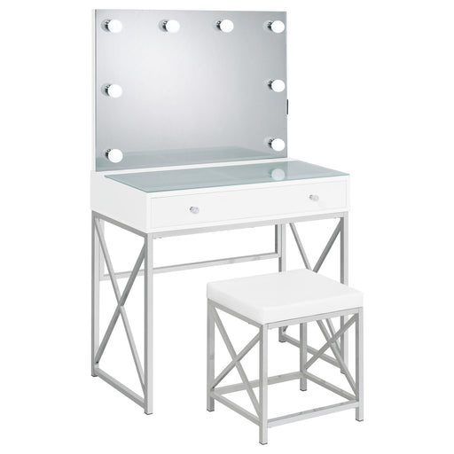 Eliza Vanity Set with Lighting & Stool White and Chrome - alternate view