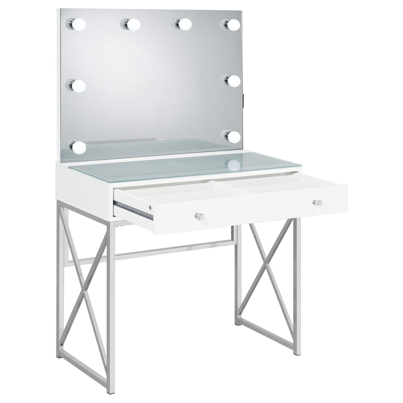 Eliza Vanity Set with Lighting & Stool White and Chrome - detail 4