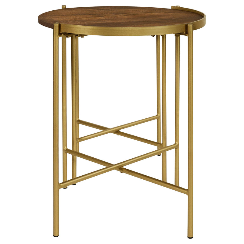 Malka 2-piece Round Wood Nesting Table Dark Brown and