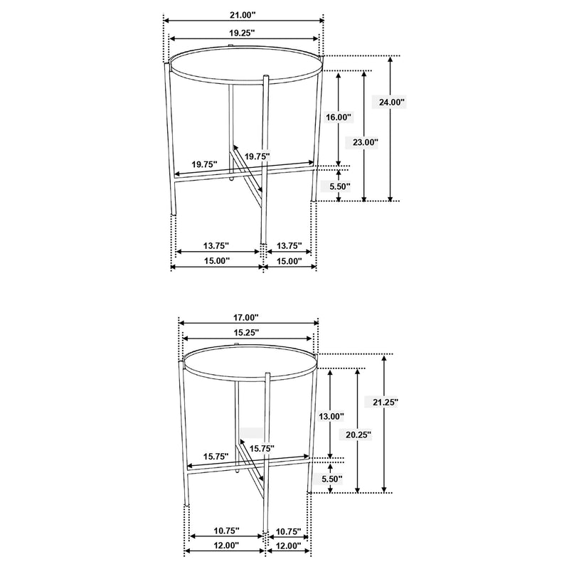 Malka 2-piece Round Wood Nesting Table Dark Brown and