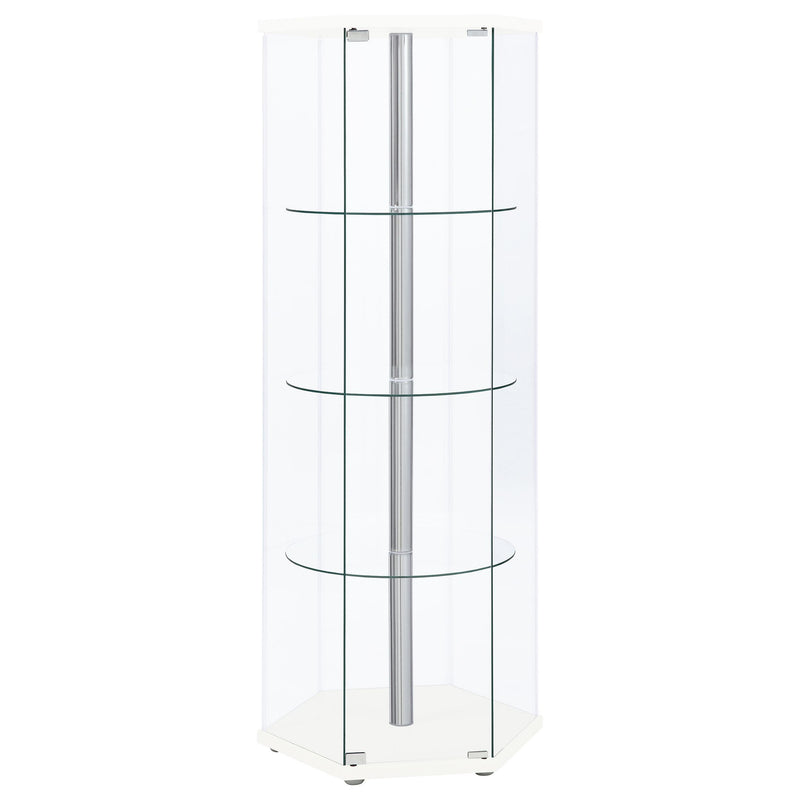 Zahavah 4-shelf Hexagonal Clear Glass Curio Cabinet
