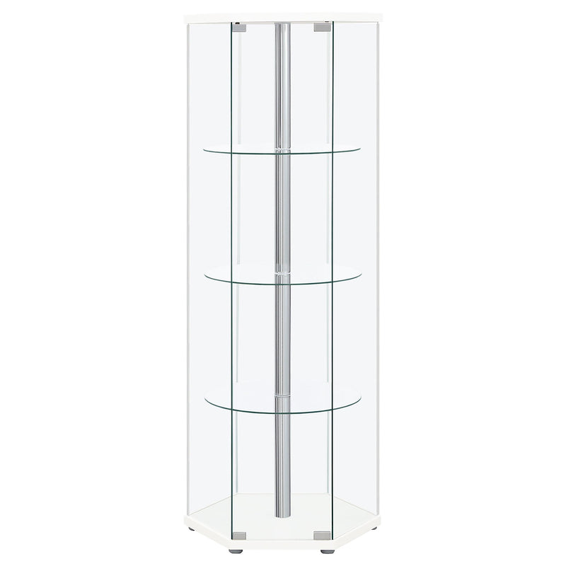 Zahavah 4-shelf Hexagonal Clear Glass Curio Cabinet
