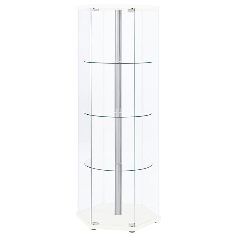 Zahavah 4-shelf Hexagonal Clear Glass Curio Cabinet