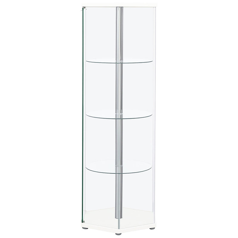 Zahavah 4-shelf Hexagonal Clear Glass Curio Cabinet