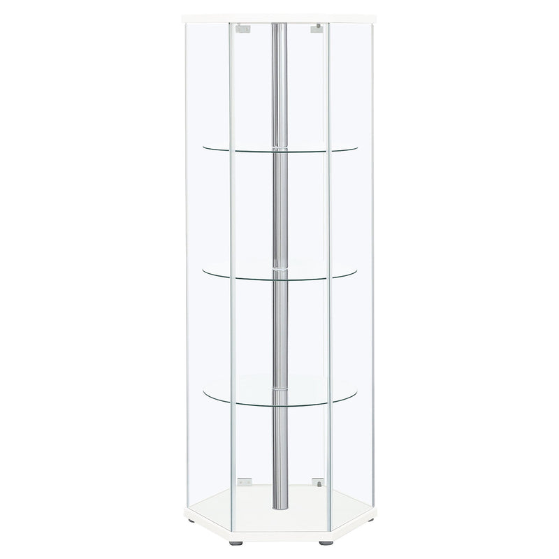 Zahavah 4-shelf Hexagonal Clear Glass Curio Cabinet