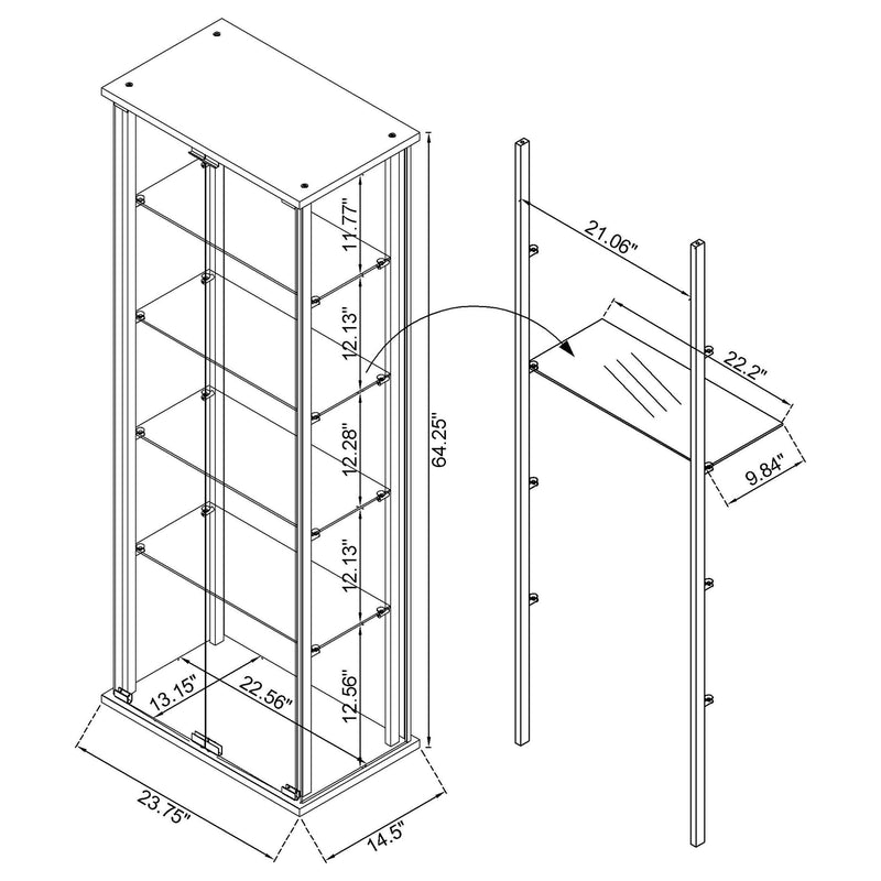 Delphinium 5-shelf Clear Glass Curio Display Cabinet