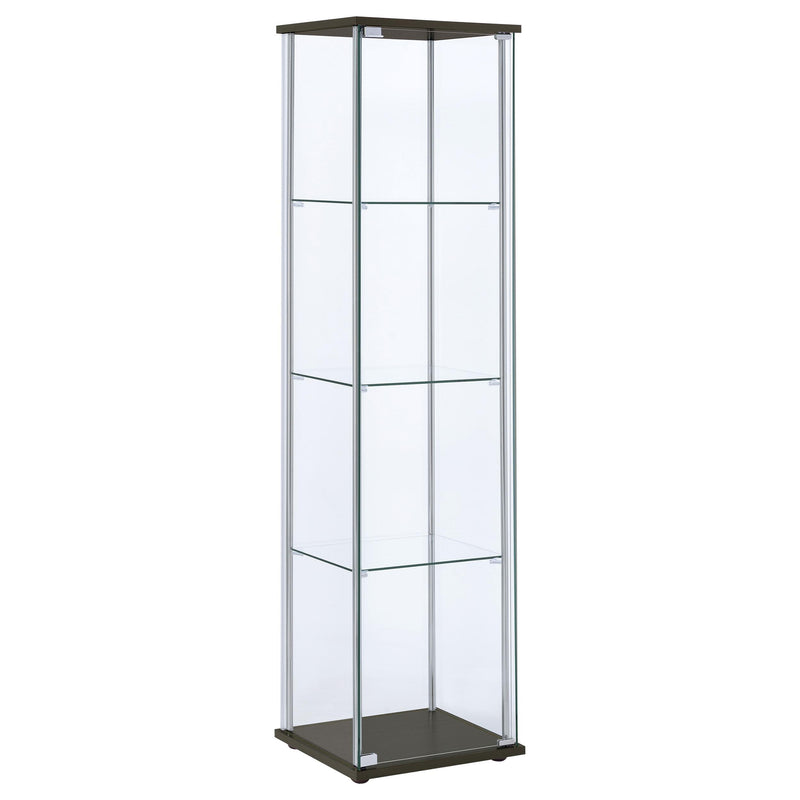 Bellatrix 3-shelf Clear Glass Curio Cabinet Cappuccino - alternate view