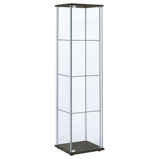 Bellatrix 3-shelf Clear Glass Curio Cabinet Cappuccino - alternate view