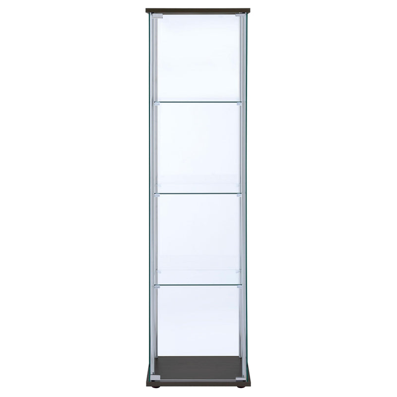 Bellatrix 3-shelf Clear Glass Curio Cabinet Cappuccino - detail 3