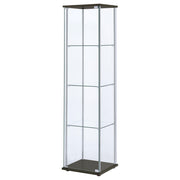 Bellatrix 3-shelf Clear Glass Curio Cabinet Cappuccino - detail 4