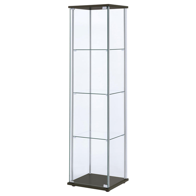 Bellatrix 3-shelf Clear Glass Curio Cabinet Cappuccino - detail 4