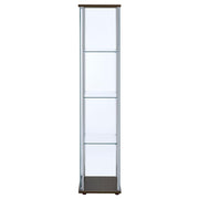 Bellatrix 3-shelf Clear Glass Curio Cabinet Cappuccino - detail 5