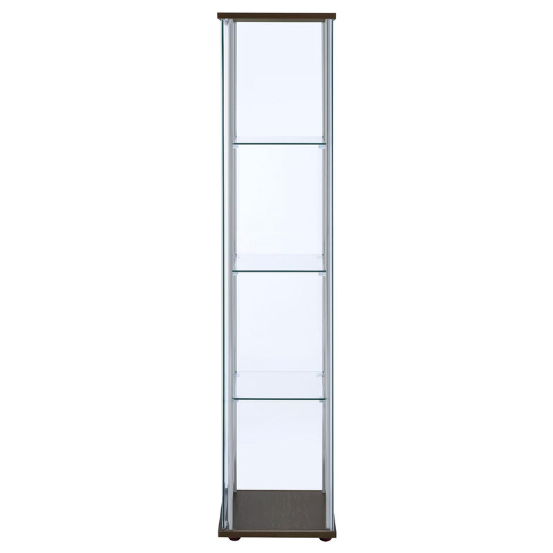 Bellatrix 3-shelf Clear Glass Curio Cabinet Cappuccino - detail 5
