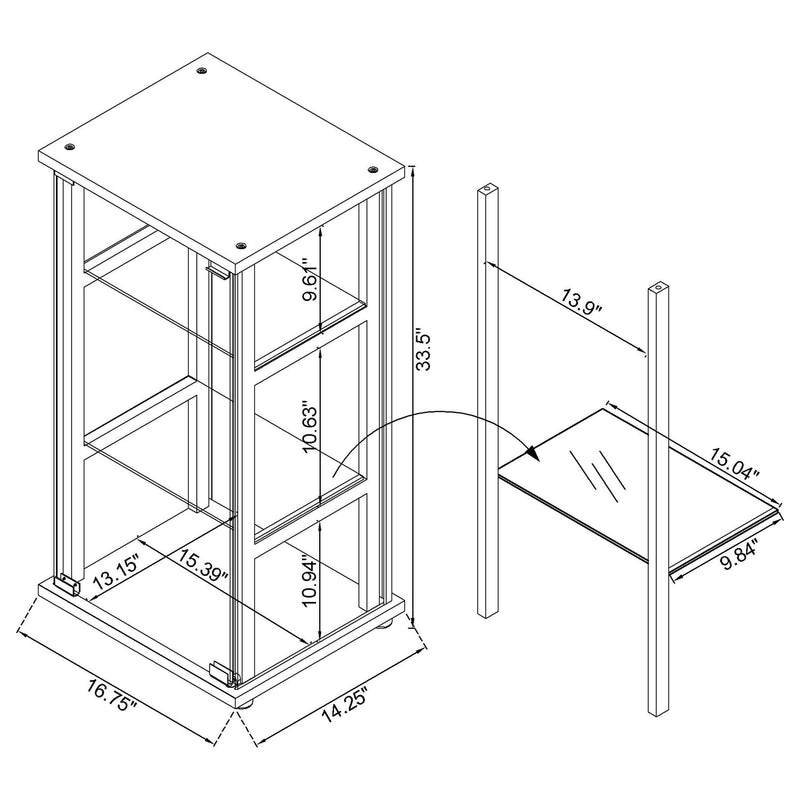 Cyclamen 3-shelf Clear Glass Curio Display Cabinet