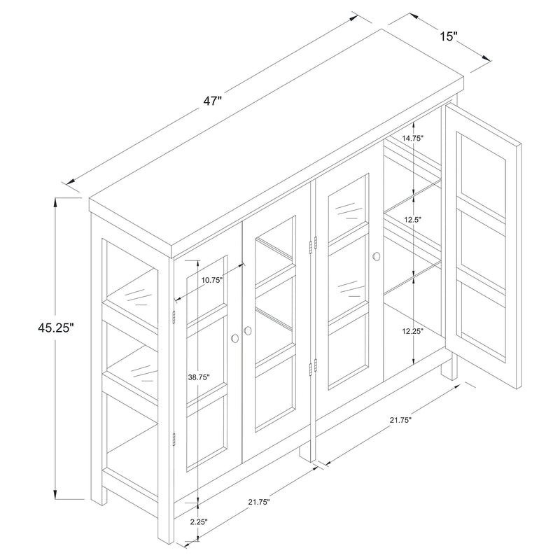 Sable 4-door Wood Accent Storage Display Cabinet