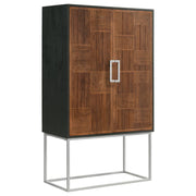 Borman 2-door Home Bar Cabinet Wine Storage Walnut and Black - detail 3