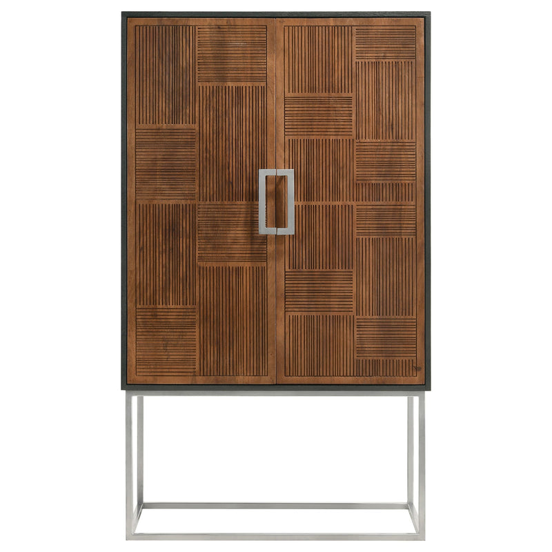 Borman 2-door Home Bar Cabinet Wine Storage Walnut and Black - detail 5