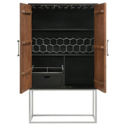 Borman 2-door Home Bar Cabinet Wine Storage Walnut and Black - detail 6