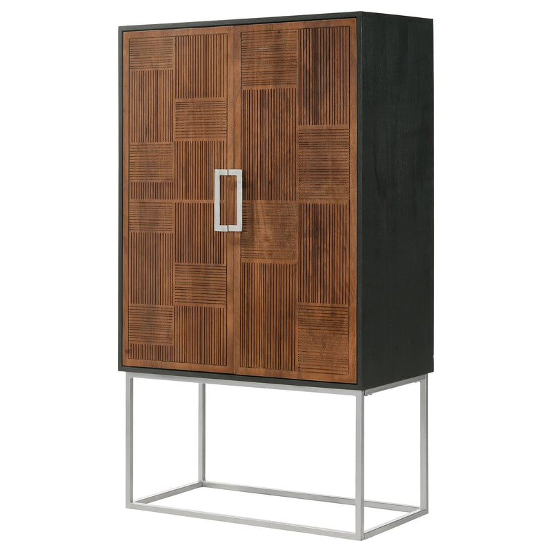 Borman 2-door Home Bar Cabinet Wine Storage Walnut and Black - detail 7