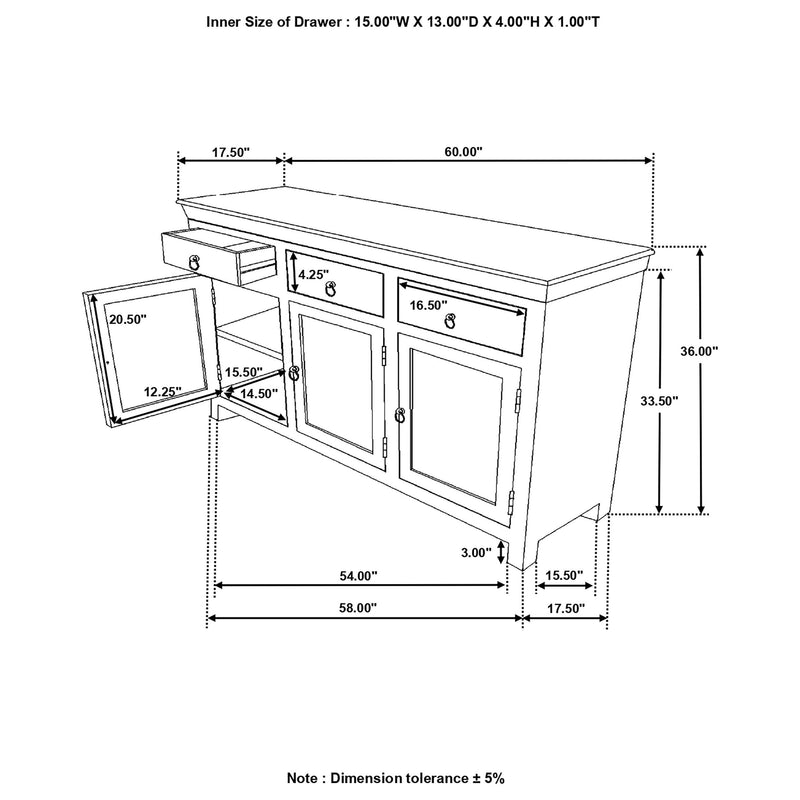 Harper 3-door Solid Reclaimed Wood Accent Cabinet