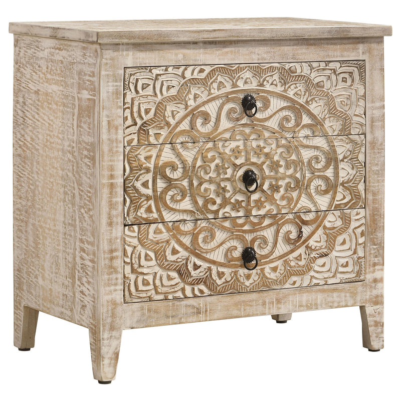 Mariska 3-drawer Wood Mandala Cabinet