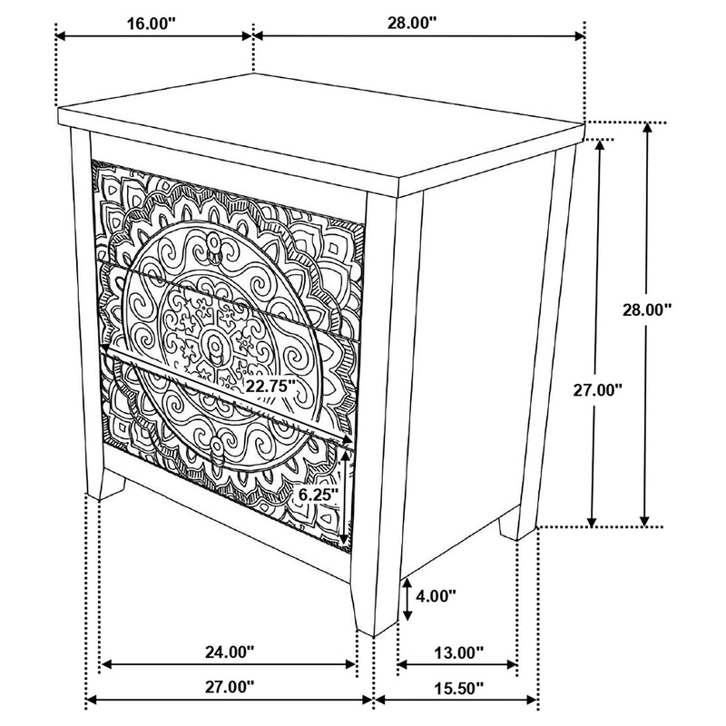 Mariska 3-drawer Wood Mandala Cabinet
