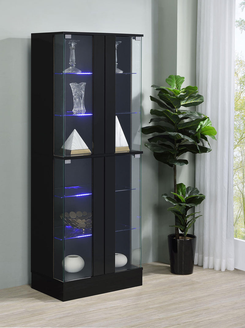Cabra 4-door LED Curio Display Cabinet Black High Gloss - alternate view
