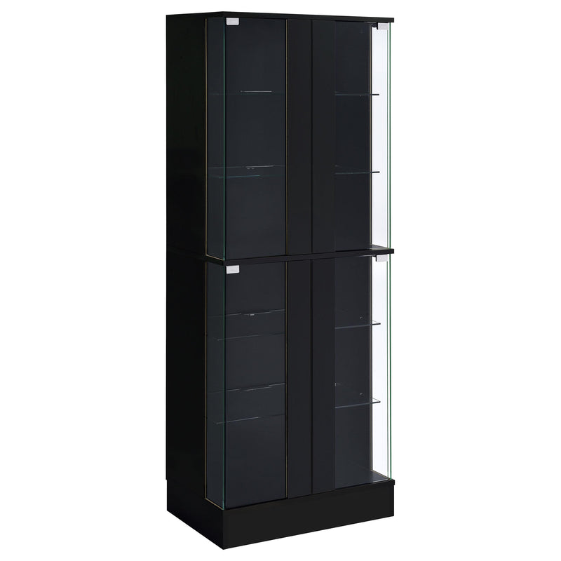 Cabra 4-door LED Curio Display Cabinet Black High Gloss - detail 3