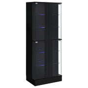Cabra 4-door LED Curio Display Cabinet Black High Gloss - detail 4