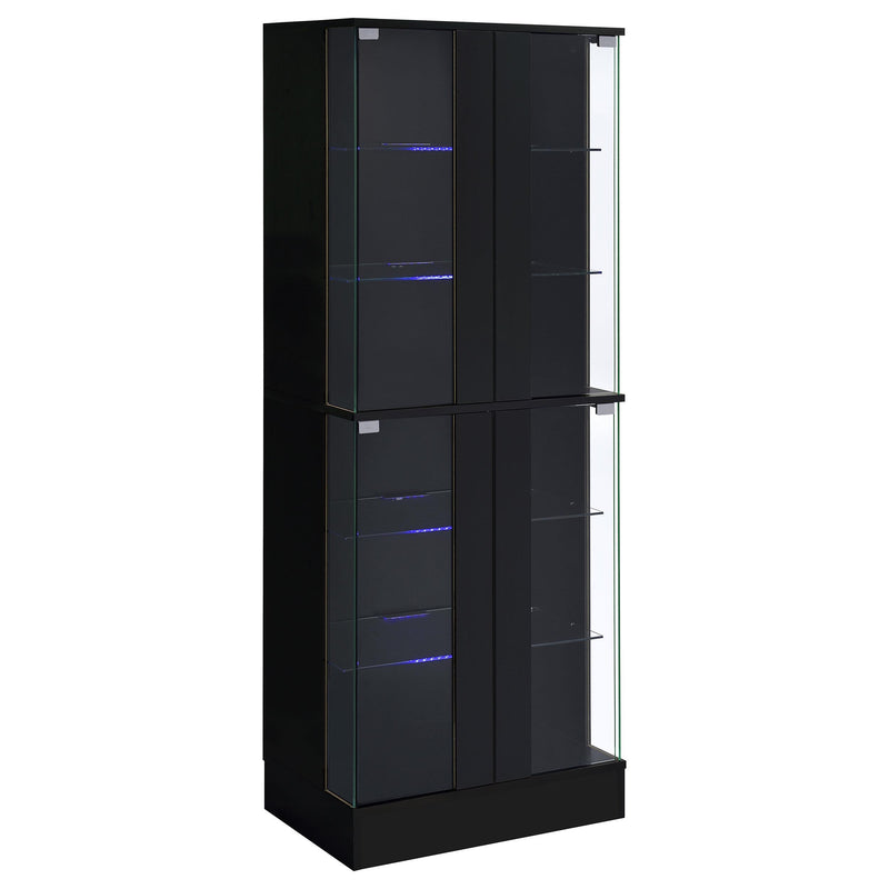 Cabra 4-door LED Curio Display Cabinet Black High Gloss - detail 4